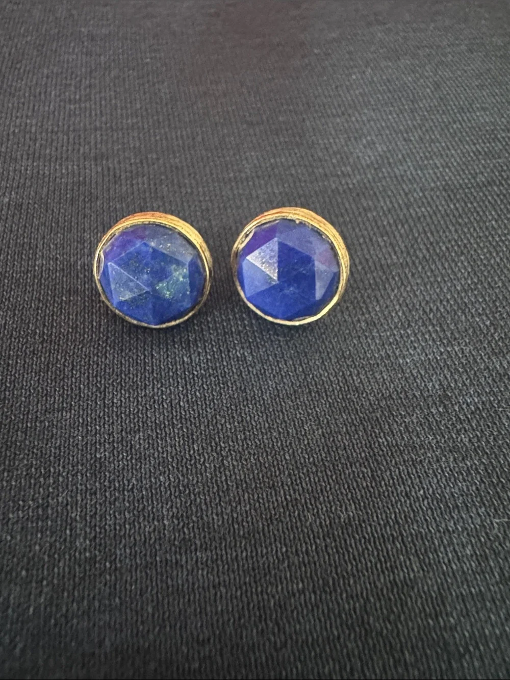 Melinda Maria Gold-Trim Faceted Lapis Blue Stud Earrings